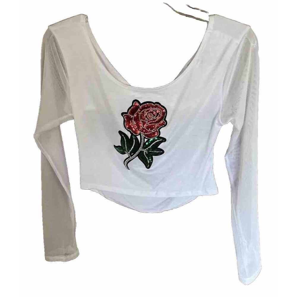 Vintage Davida Women’s Rose Crop Top Size S Y2K Retro Feminine Multicolor